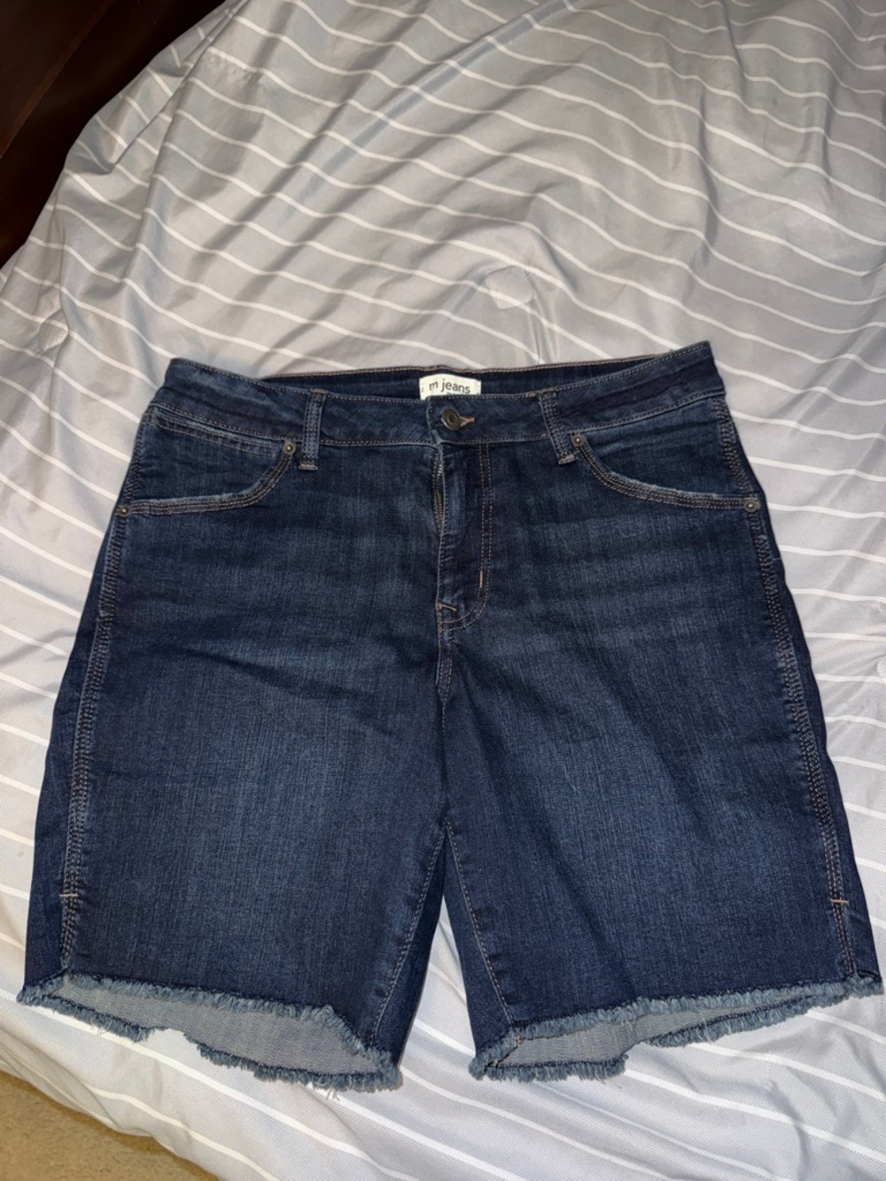 Maurice’s Dark Blue Frayed Hem Jean Bermuda Shorts